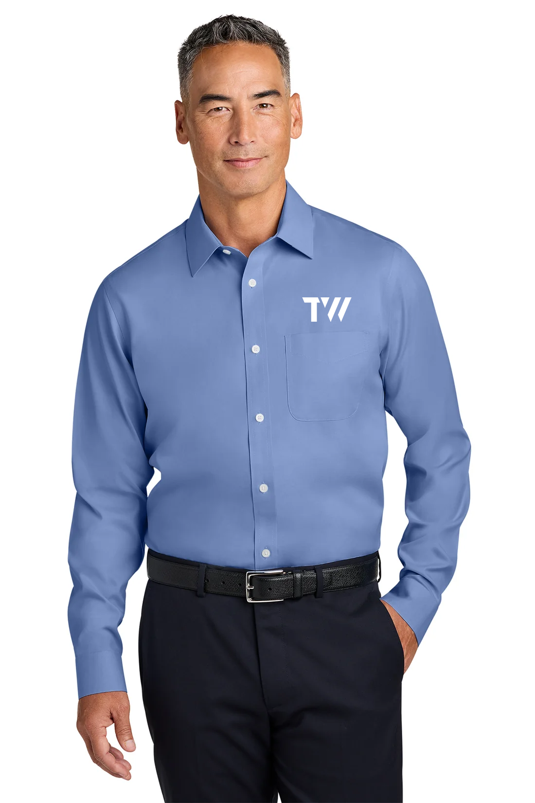 Brooks Brothers Wrinkle-Free Stretch Pinpoint Spread Collar Shirt, Cobalt Blue [TW Constructors]