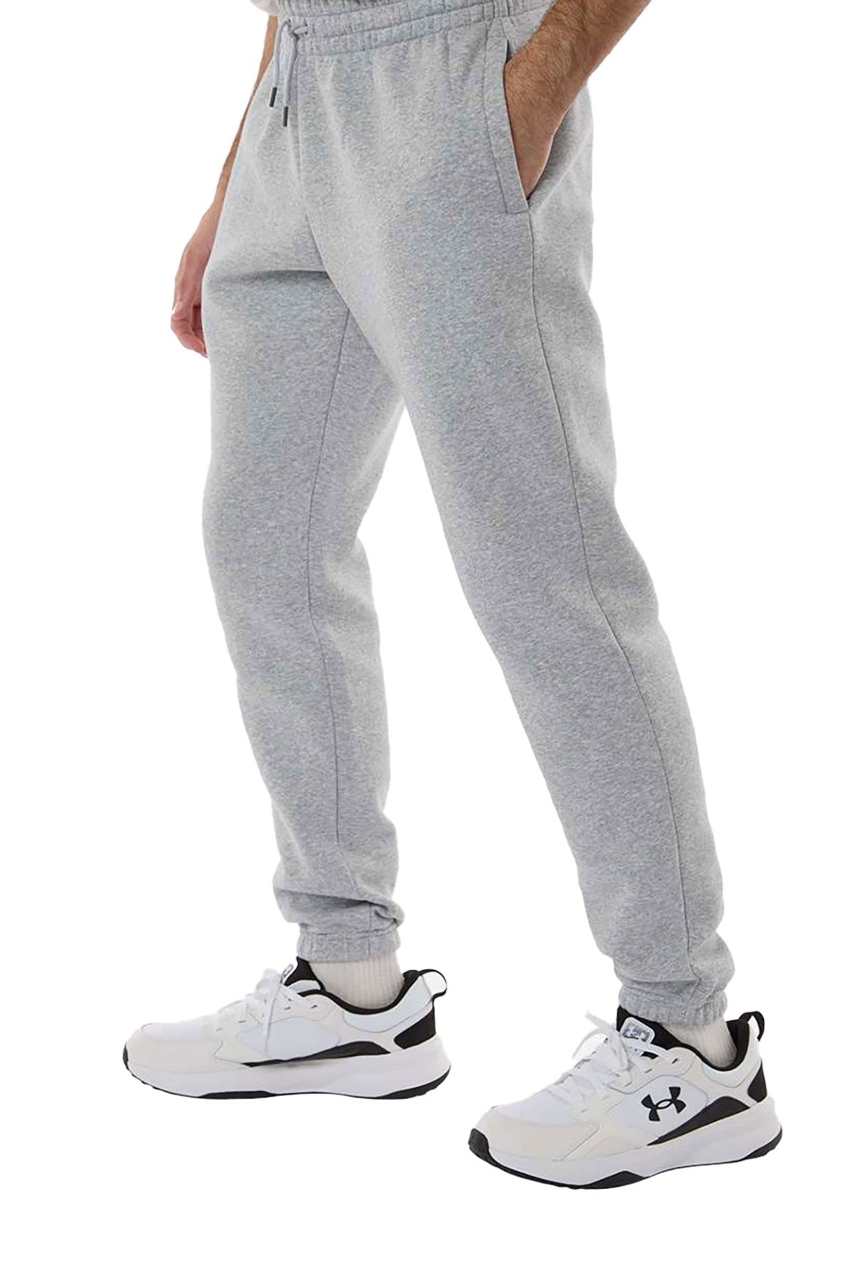 Under Armour Icon Custom Fleece Joggers, Grey Light Heather/ White