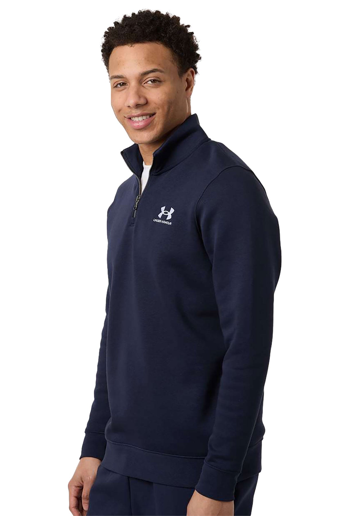 Under Armour Icon Fleece Custom Quarter-Zips Pullover, Midnight Navy/ White