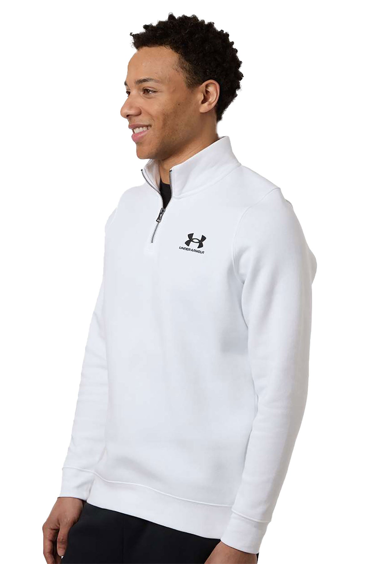 Under Armour Icon Fleece Custom Quarter-Zips Pullover, White/ Black