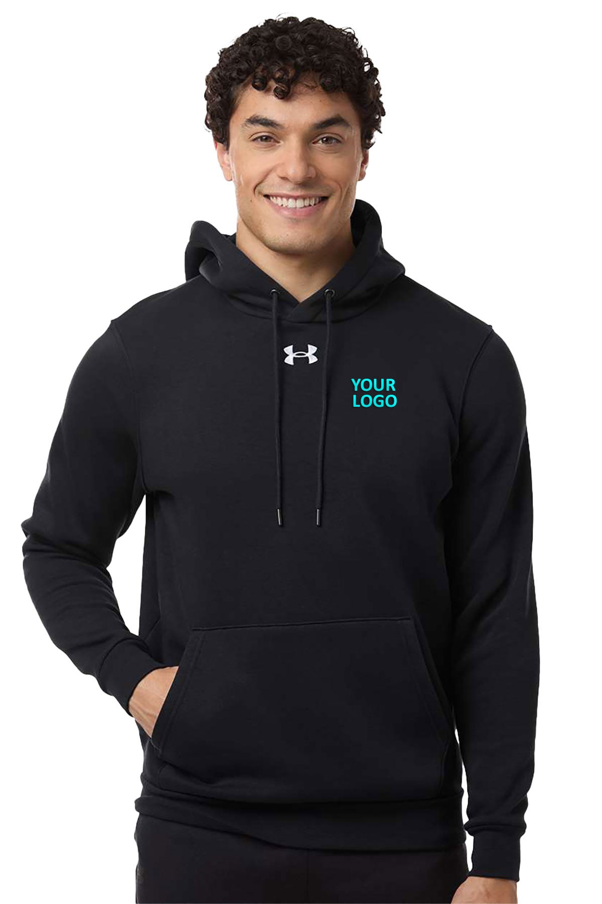 Under Armour Team Icon Fleece Custom Hooded Sweatshirts, Black/ White