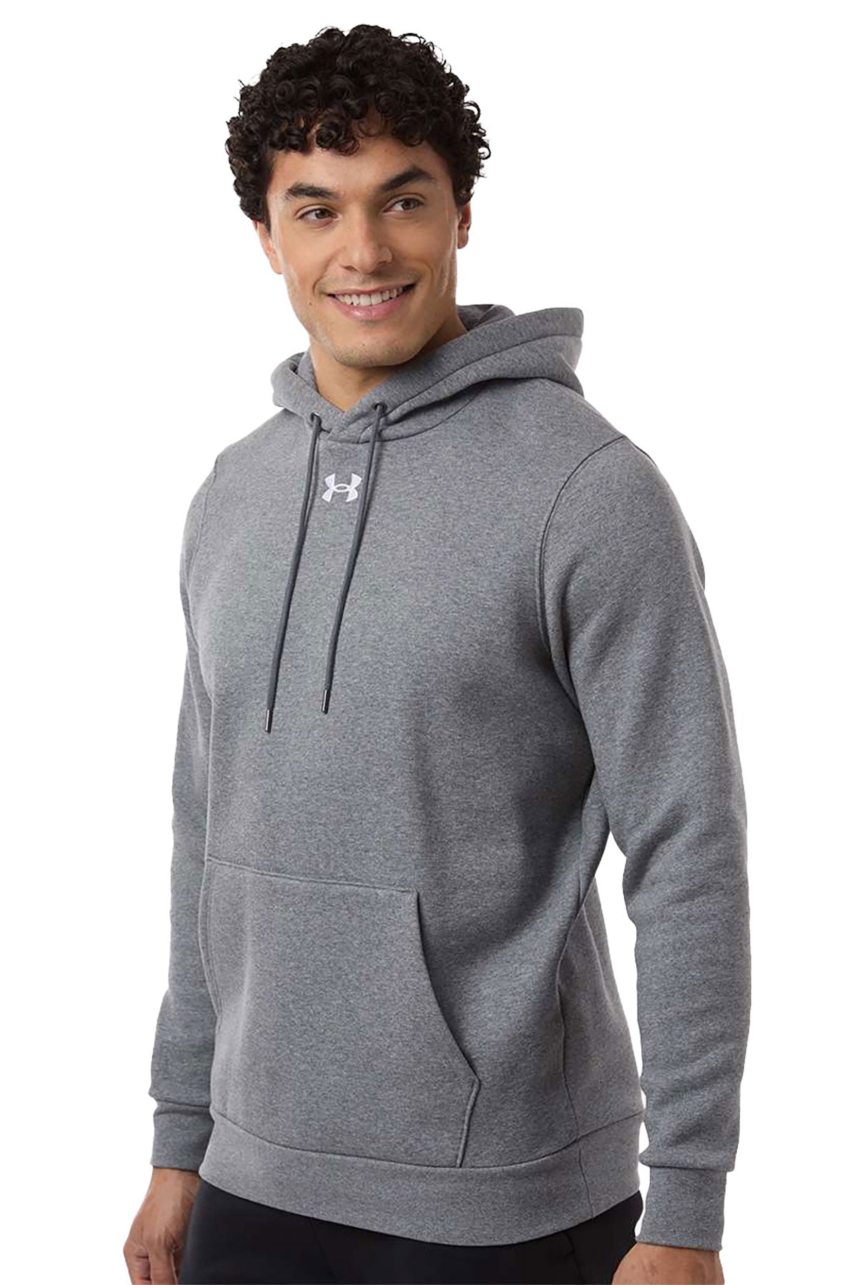 Under Armour Team Icon Fleece Custom Hooded Sweatshirts, Pitch Grey Medium Heather/ White