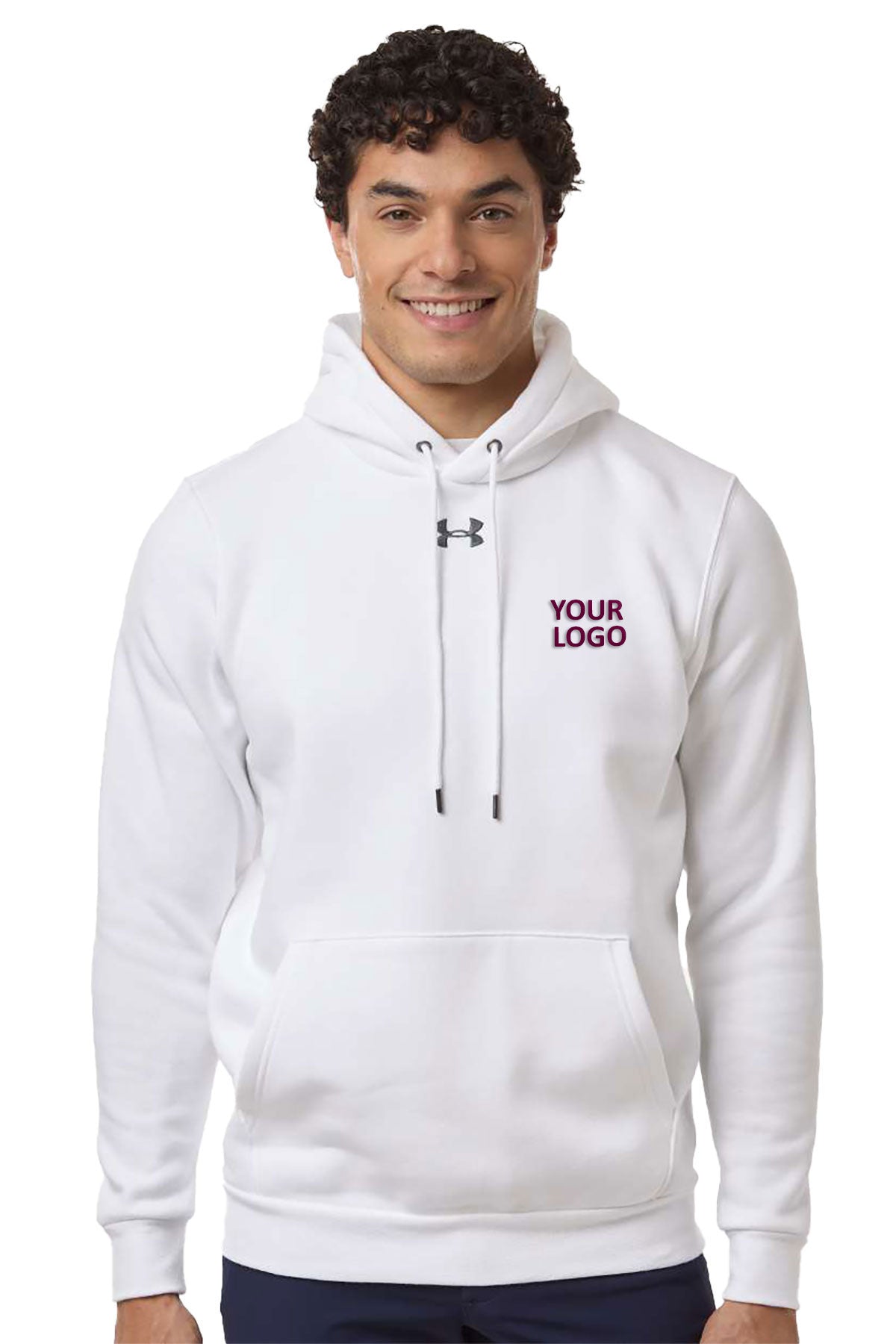 Under Armour Team Icon Custom Fleece Hooded Sweatshirts, White/ Grey Medium Heather