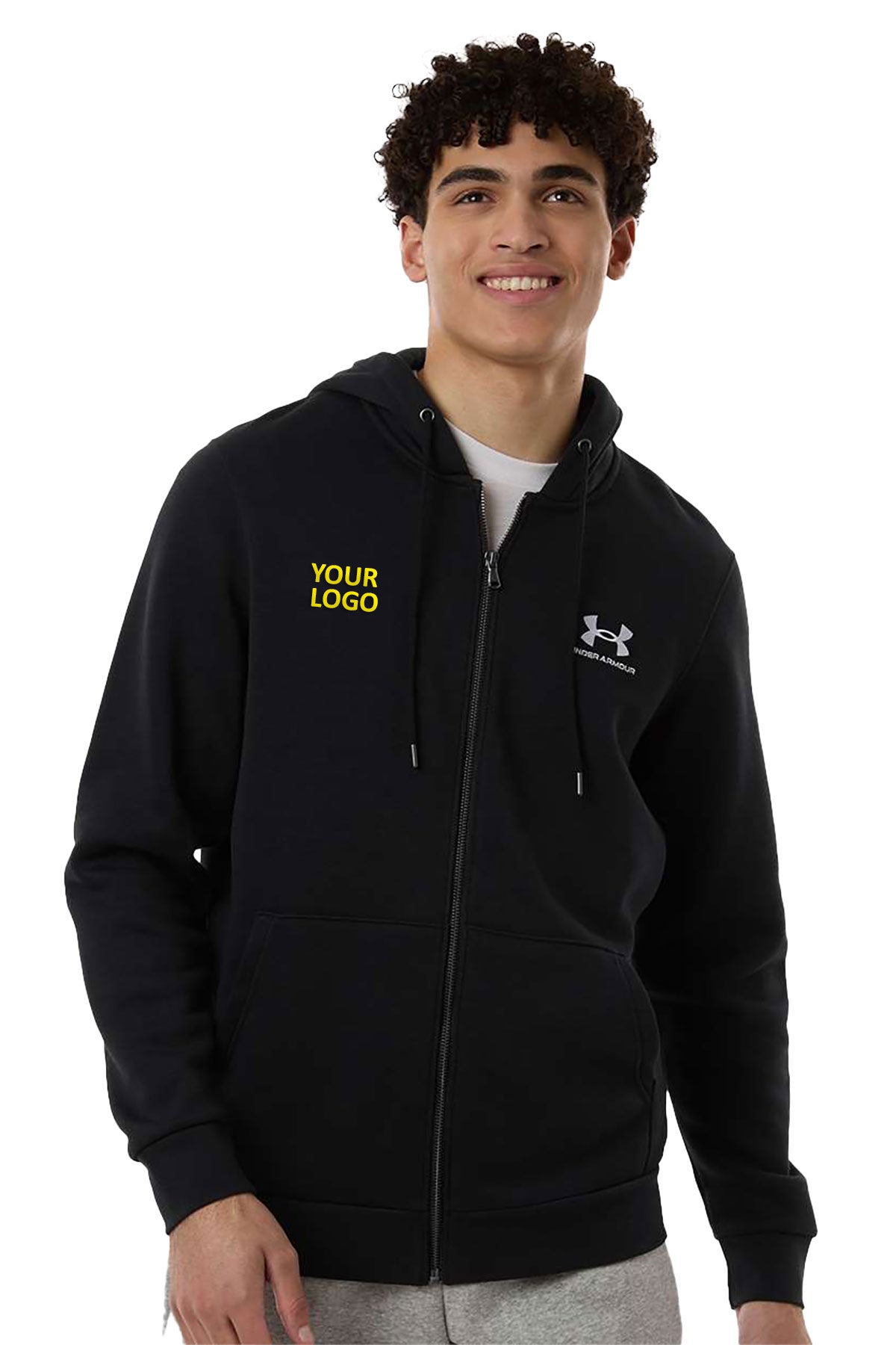 Under Armour Icon Fleece Custom Hooded Full-Zips, Black/ White