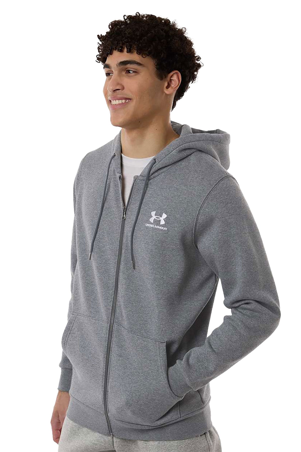 Under Armour Icon Fleece Custom Hooded Full-Zips, Grey Medium Heather/ White