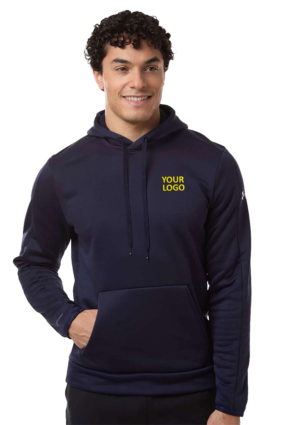Under Armour Armour Fleece Pro Custom Hooded Sweatshirts, Midnight Navy/ White