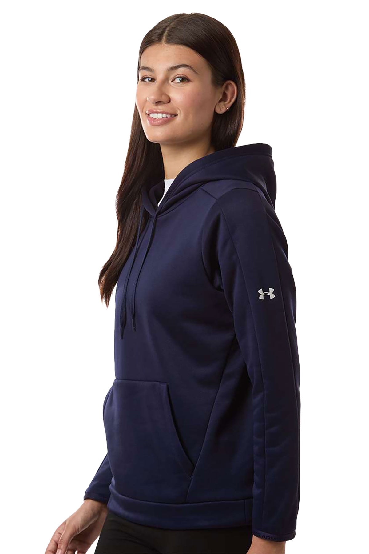 Under Armour Women's Armour Fleece Pro Custom Hooded Sweatshirts, Midnight Navy/ White
