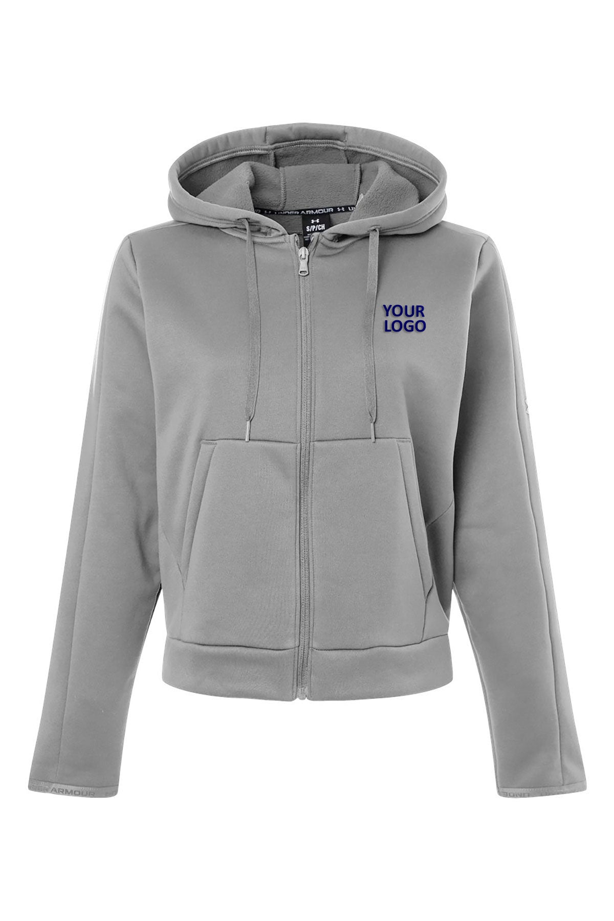 Under Armour Women's Armour Fleece Pro Custom Hooded Full-Zips, Grey/ White