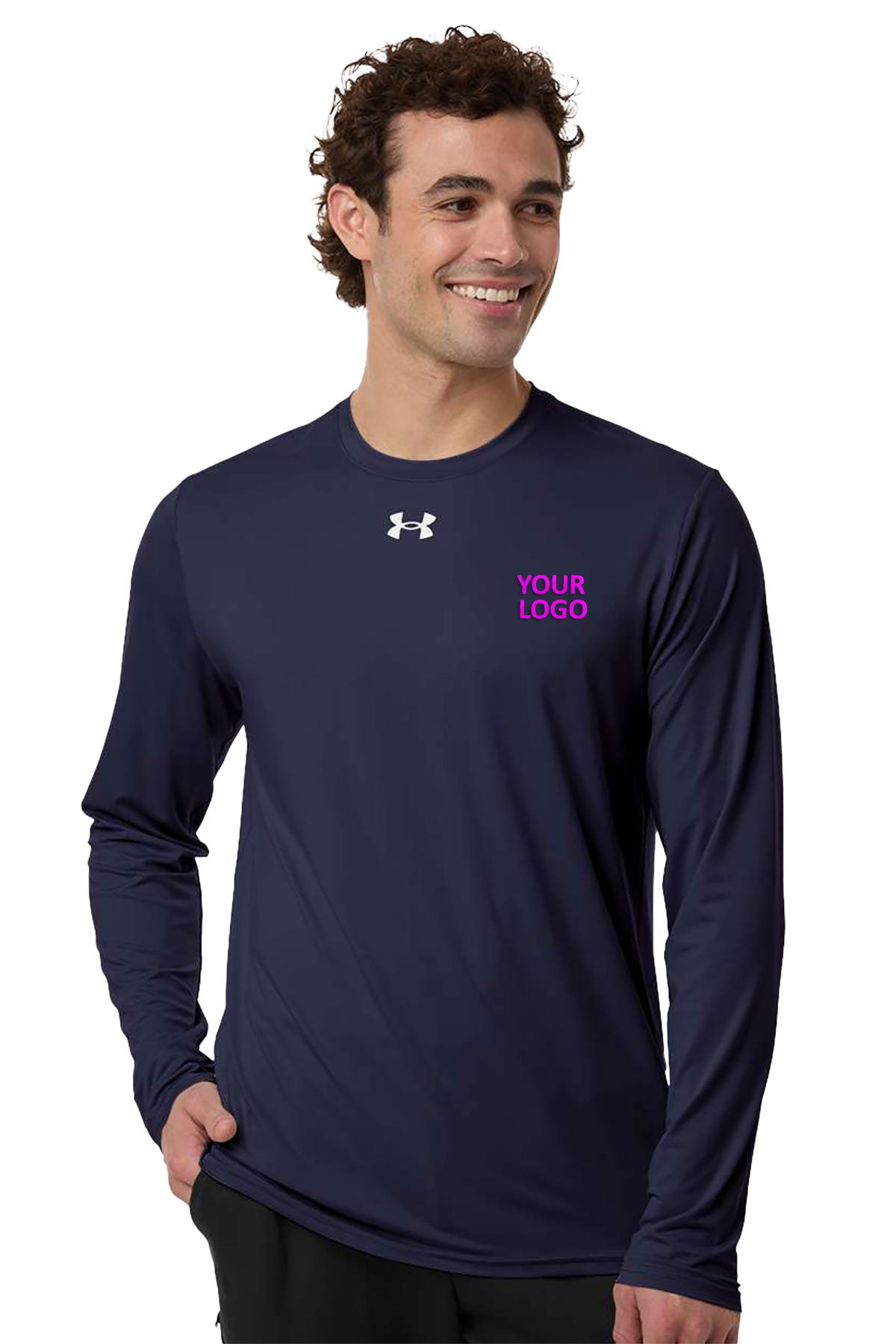 Under Armour Team Vanish Custom Long Sleeve T-Shirts, Midnight Navy/ White