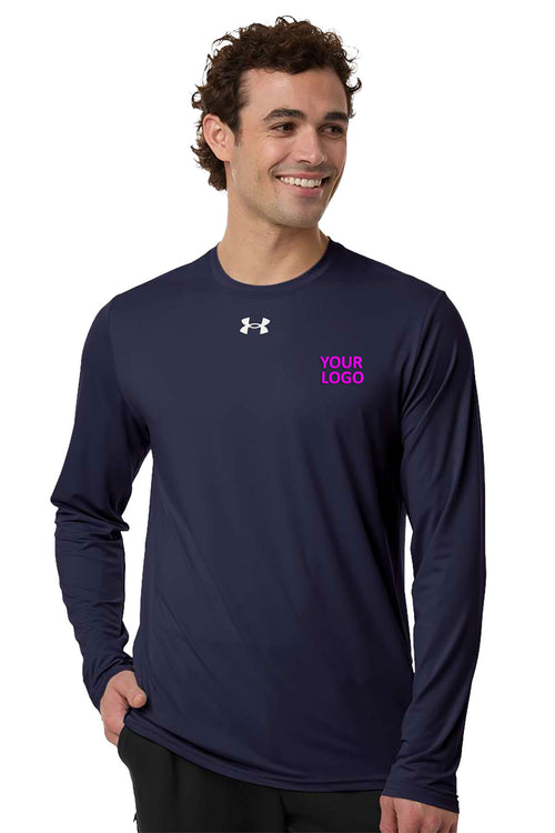 Under Armour Women's Team Vanish Custom Long Sleeve T-Shirts, Midnight Navy/ White