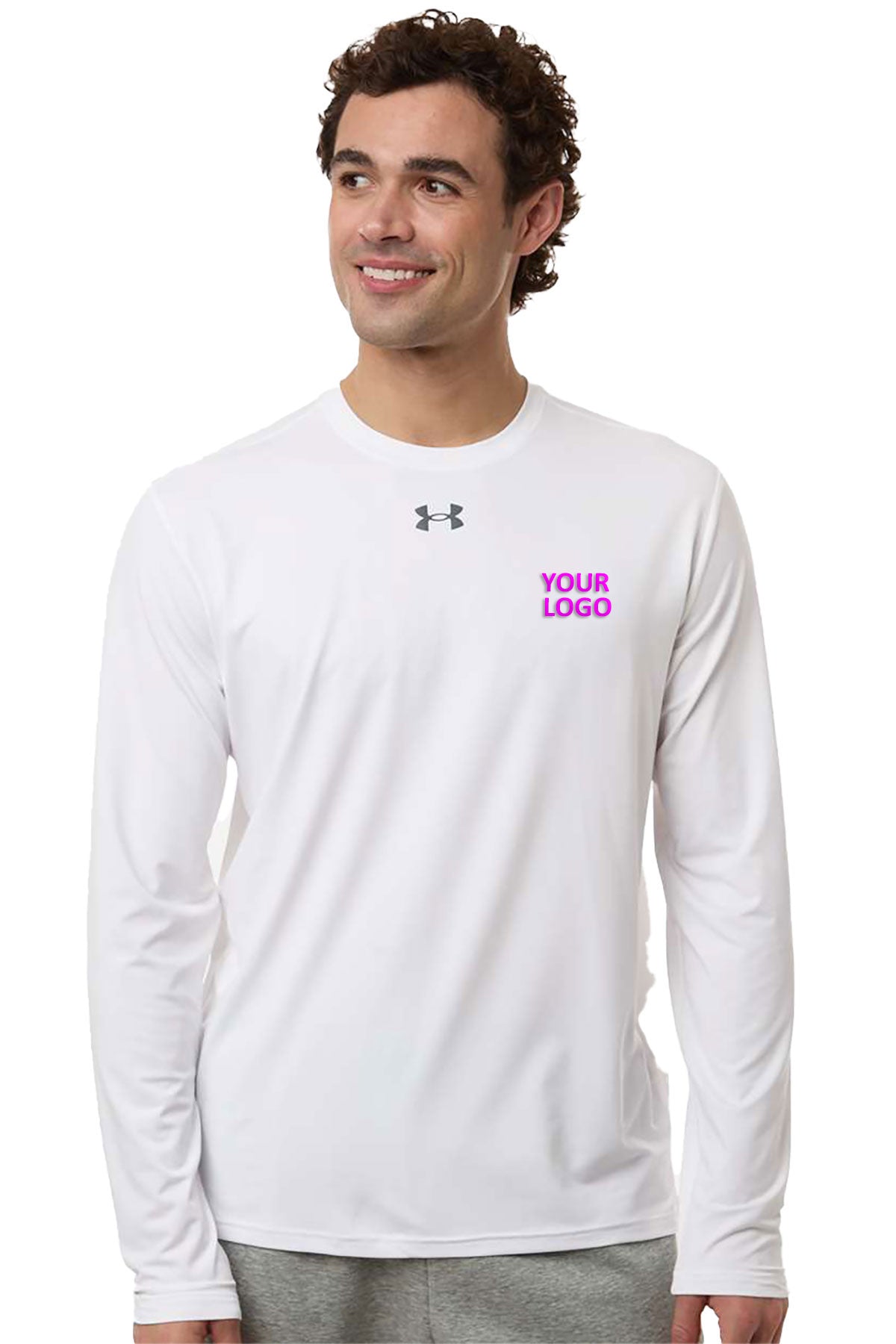 Under Armour Team Vanish Custom Long Sleeve T-Shirts, White/ Pitch Grey
