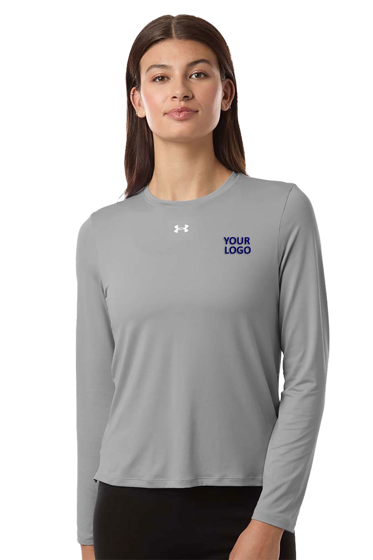Under Armour Women's Team Vanish Custom Long Sleeve T-Shirts, Mod Grey/ White