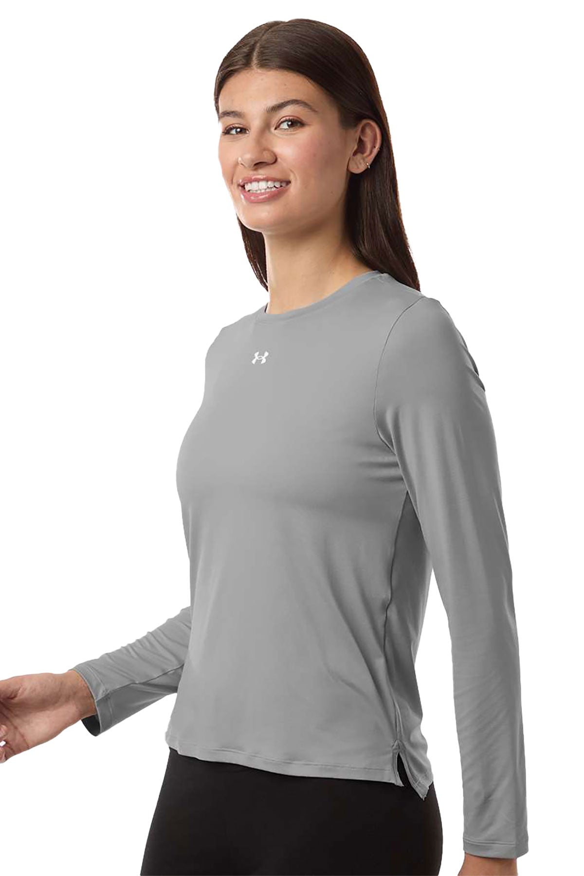 Under Armour Women's Team Vanish Custom Long Sleeve T-Shirts, Mod Grey/ White
