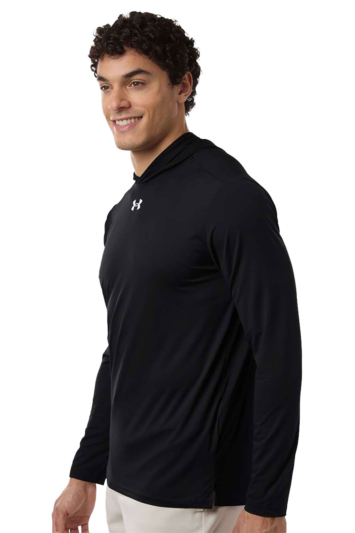 Under Armour Team Vanish Hooded Custom Long Sleeve T-Shirts, Black/ White
