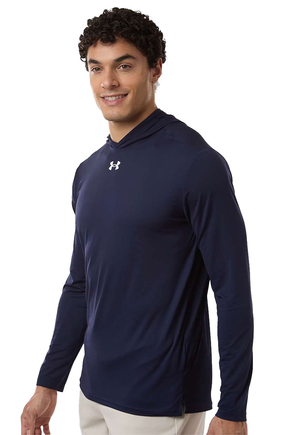 Under Armour Team Vanish Hooded Custom Long Sleeve T-Shirts, Midnight Navy/ White