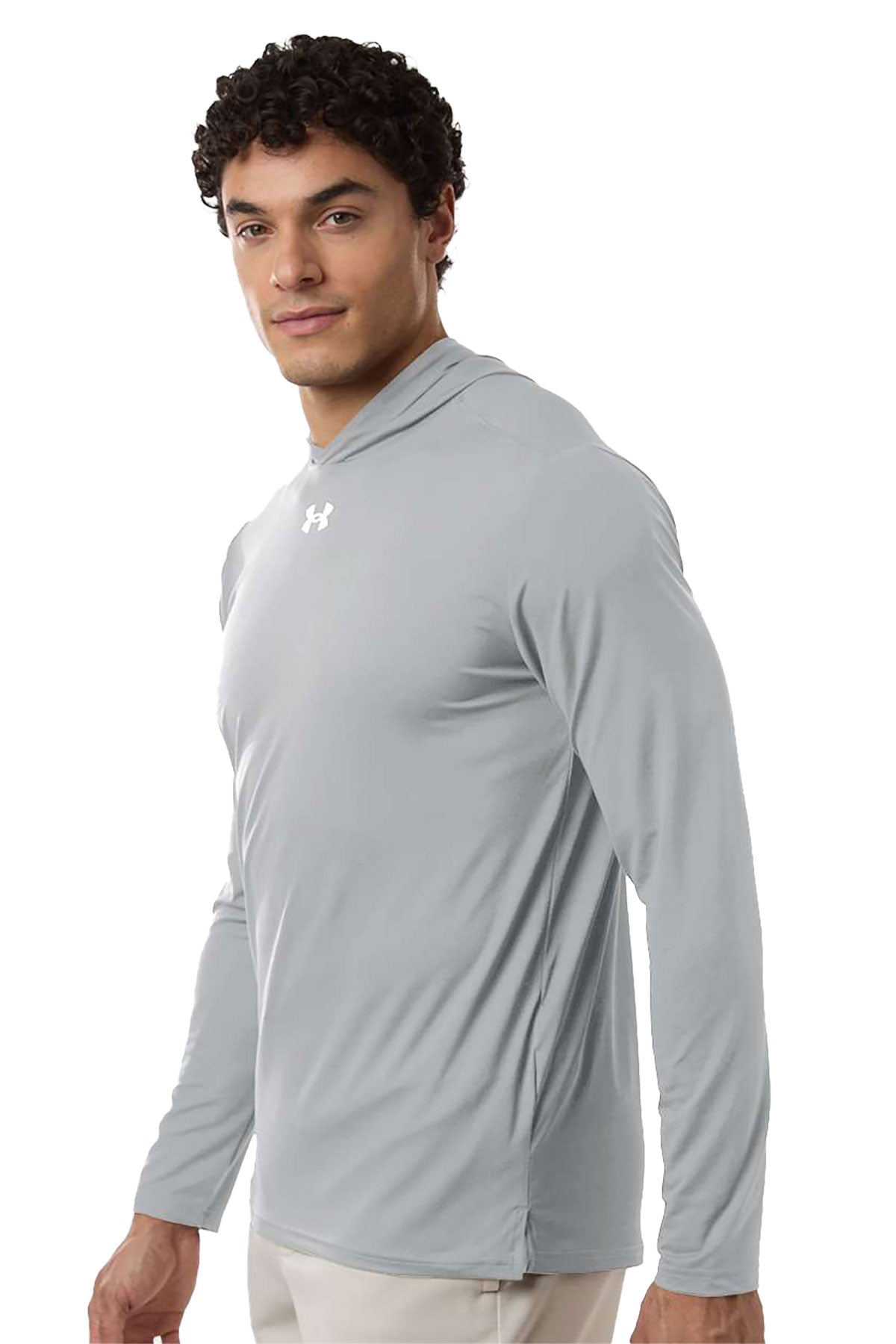 Under Armour Team Vanish Hooded Custom Long Sleeve T-Shirts, Mod Grey/ White