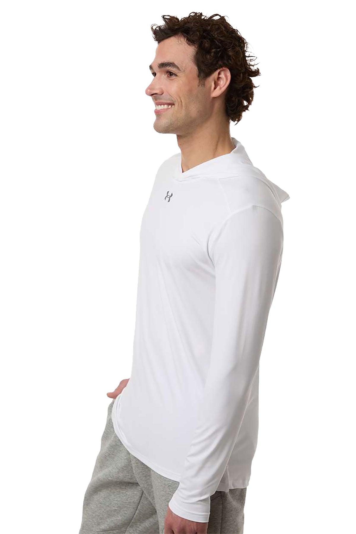 Under Armour Team Vanish Hooded Custom Long Sleeve T-Shirts, White/ Pitch Grey