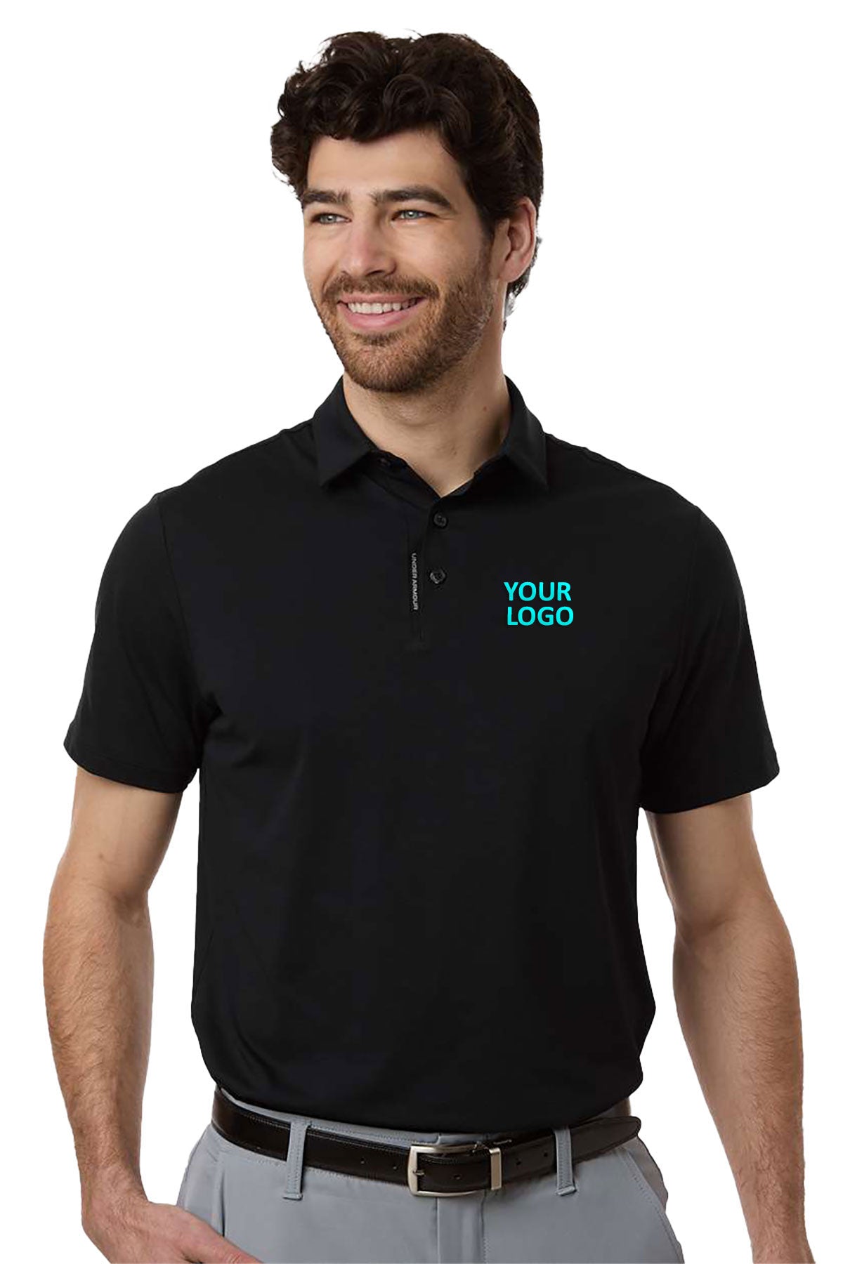Under Armour Drive Custom Bonded Polos, Black/ Steel