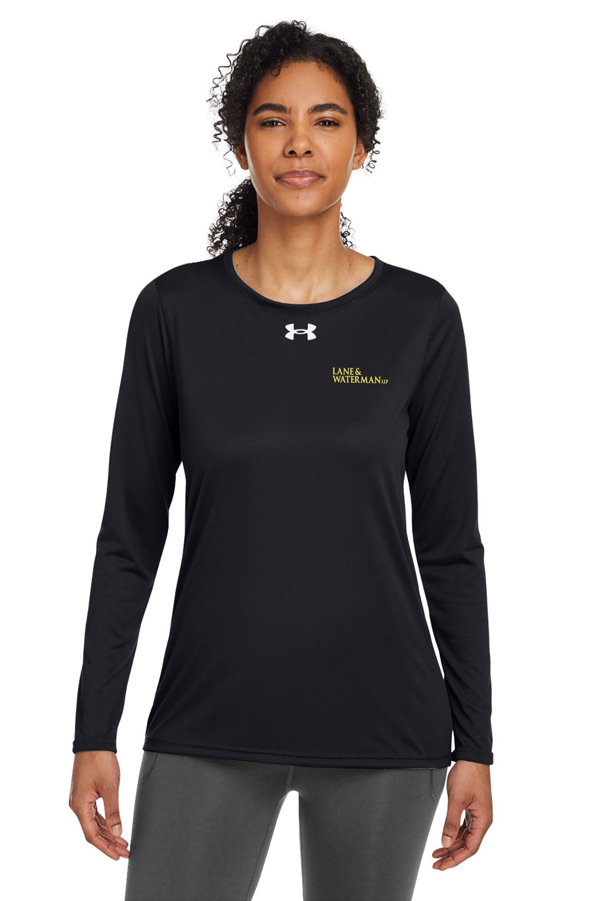 Under Armour Ladies Tech Long-Sleeve Custom T-Shirts, Black [Lane & Waterman]