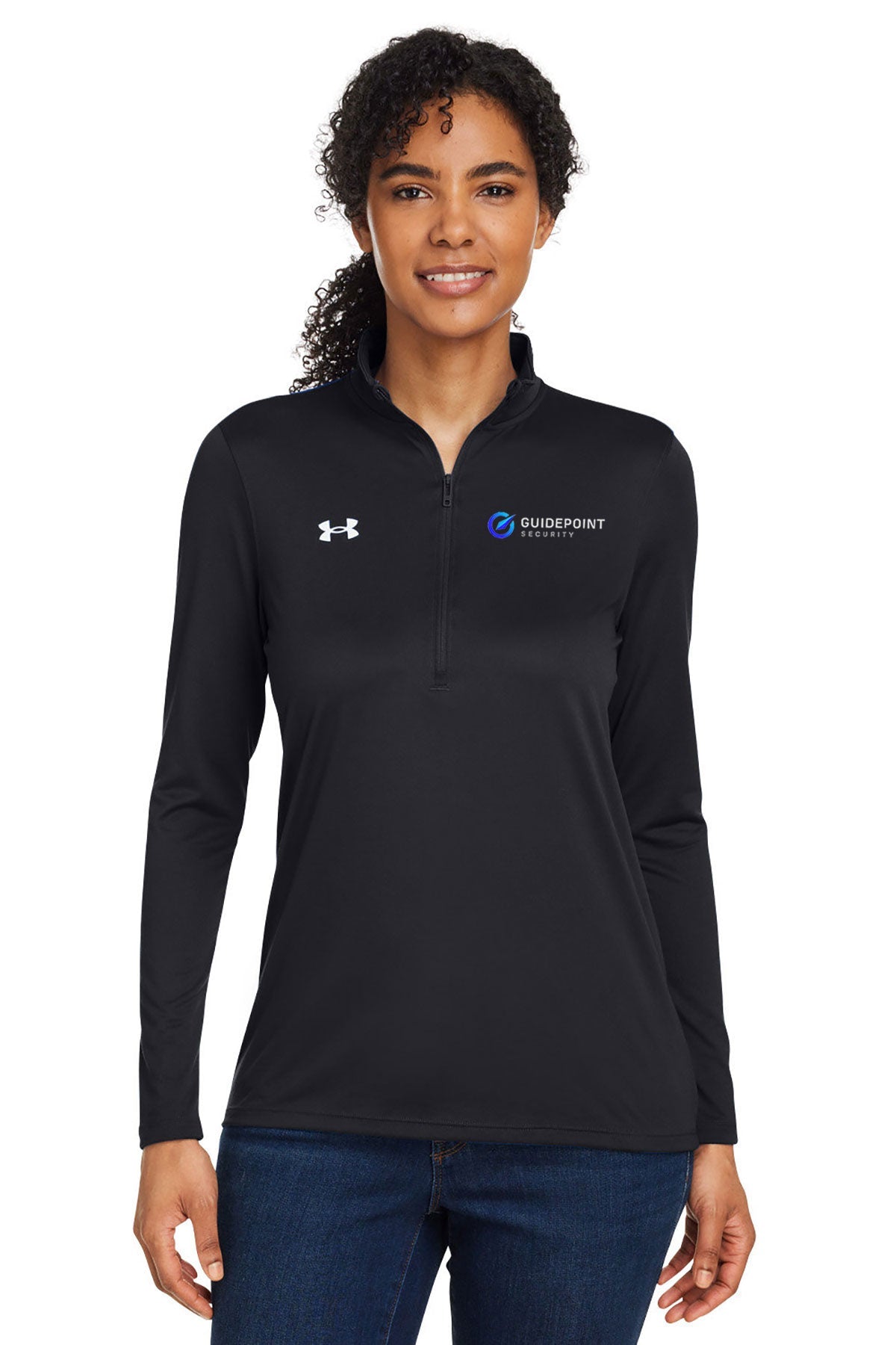 Under Armour Ladies Tech Customized Half-Zips, Black [GuidePoint Security]
