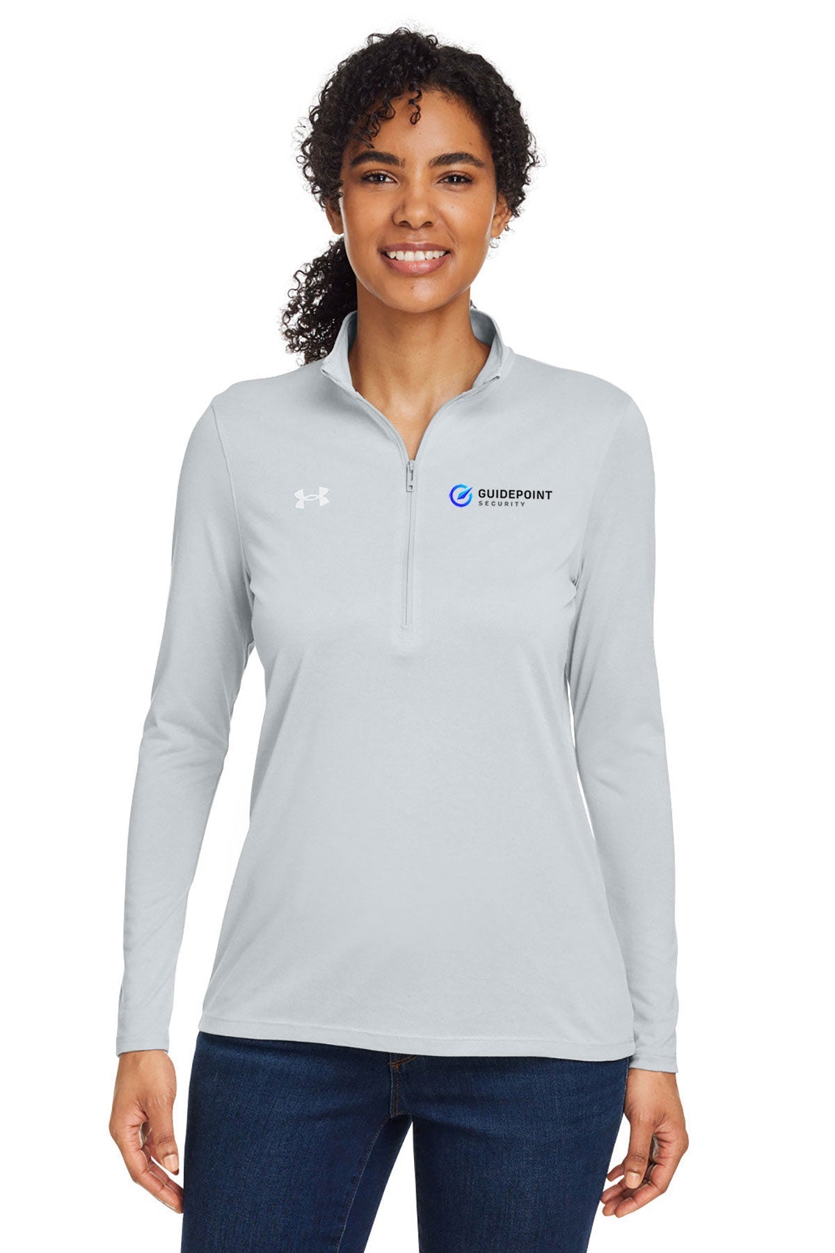 Under Armour Ladies Tech Customized Half-Zips, Mod Grey [GuidePoint Security]
