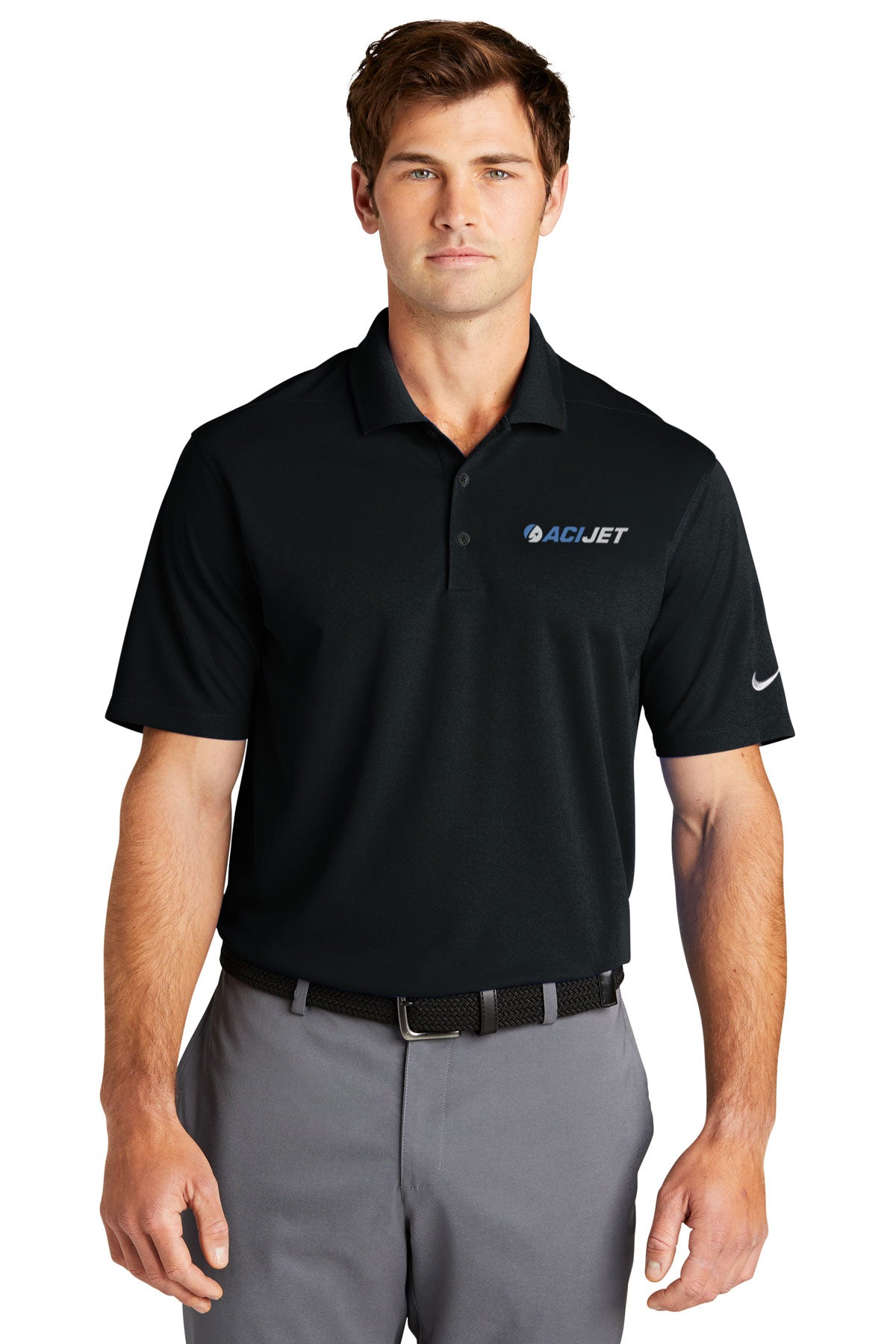 Nike Dri-FIT Micro Pique Customized Polos, Black [ACI Jet Uniforms]