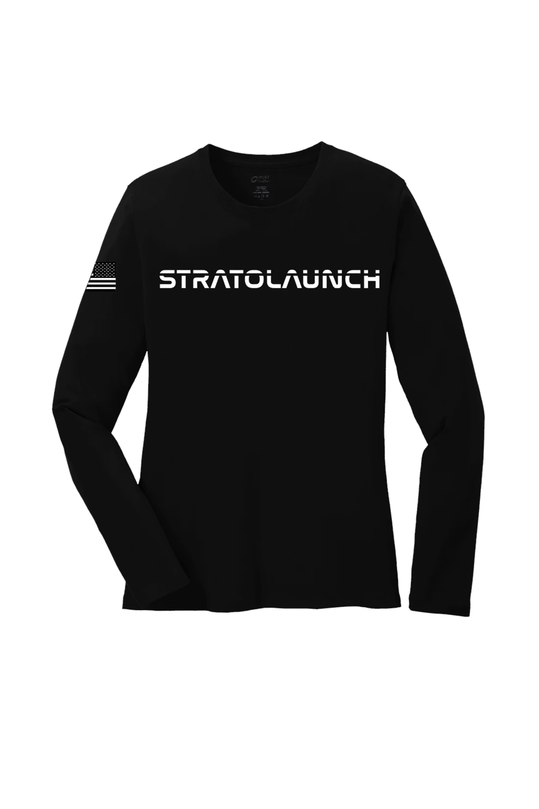 Port & Company Ladies Long Sleeve Core Cotton Tee, Jet Black [Stratolaunch]