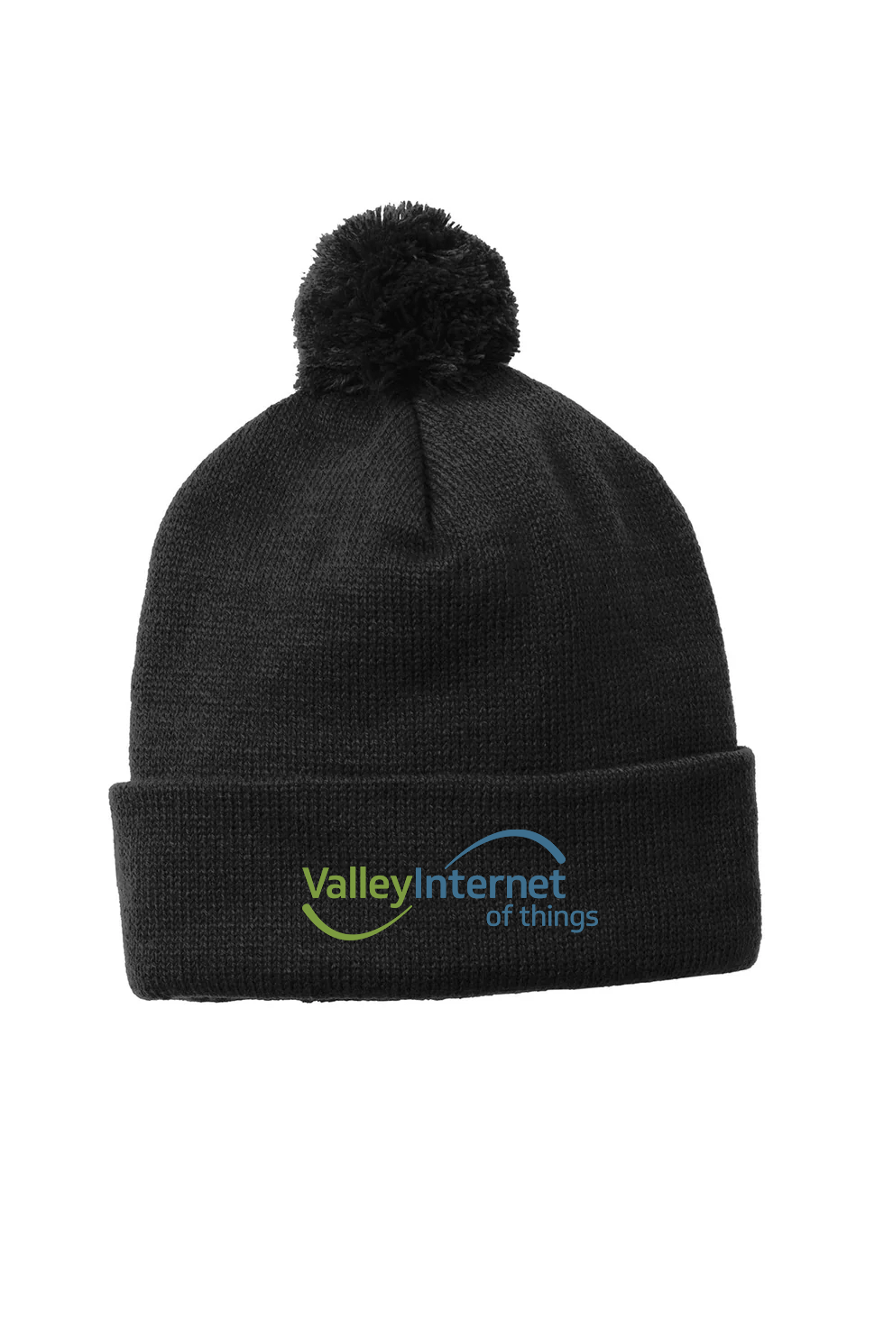 Sport-Tek Solid Pom Pom Beanie, Black [Valley Internet]