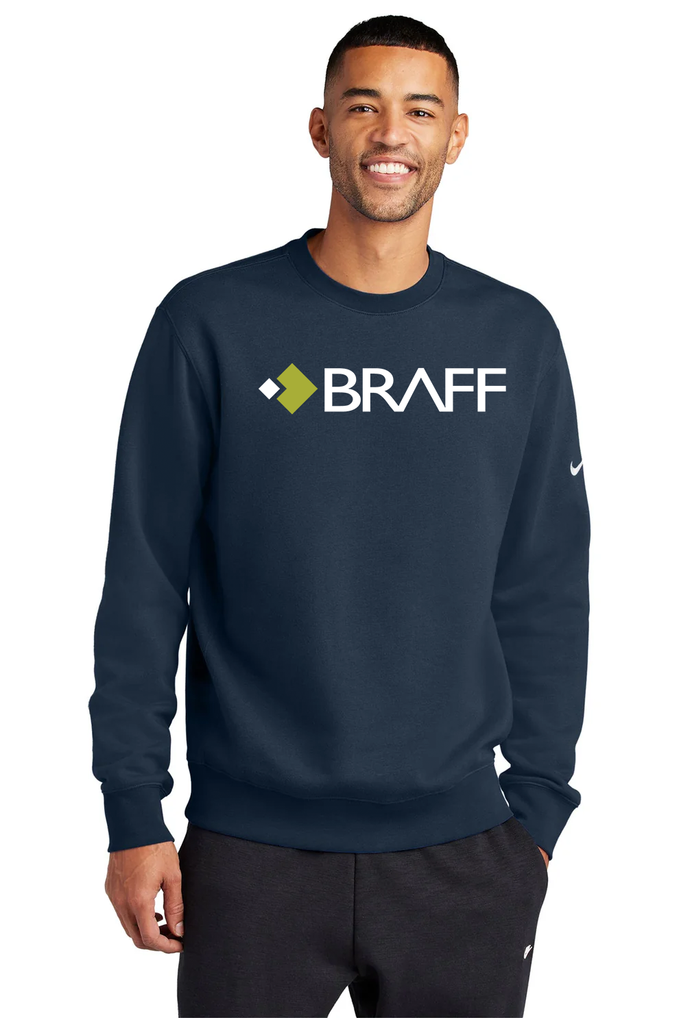 Nike Club Fleece Swoosh Crew, Midnight Navy [The Braff Group]