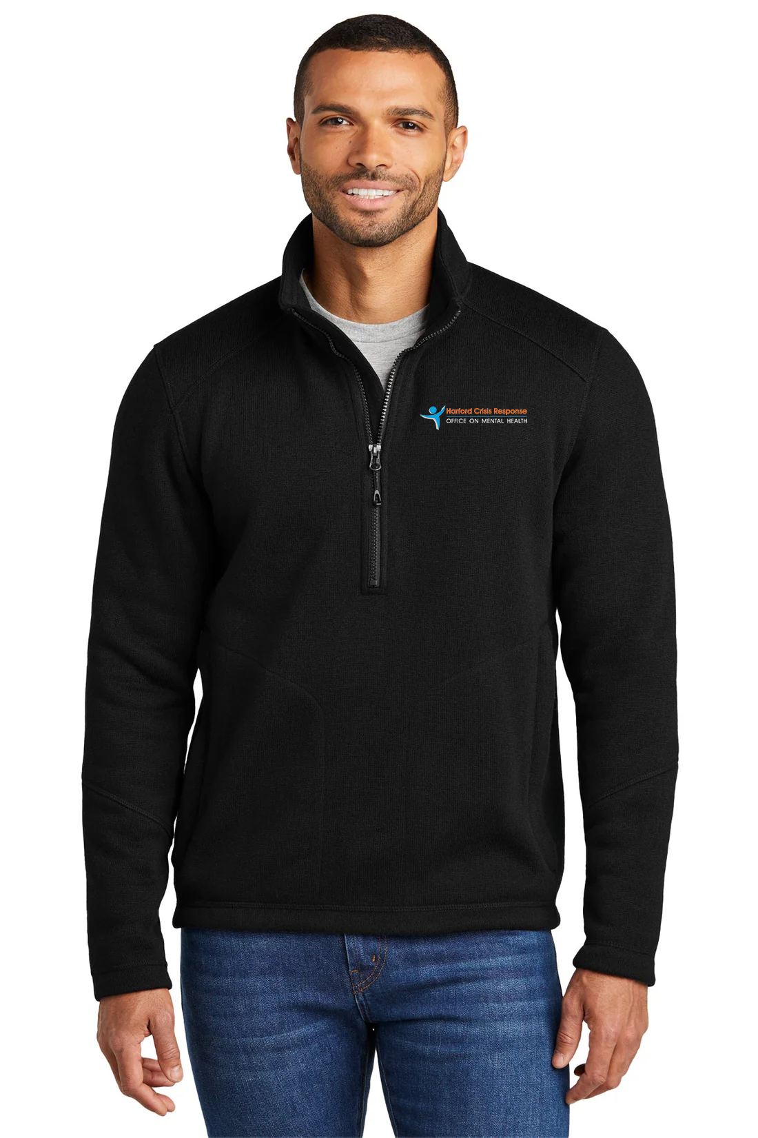 Port Authority Arc Sweater Fleece 1/4-Zip, Deep Black [Harford Crisis Response]