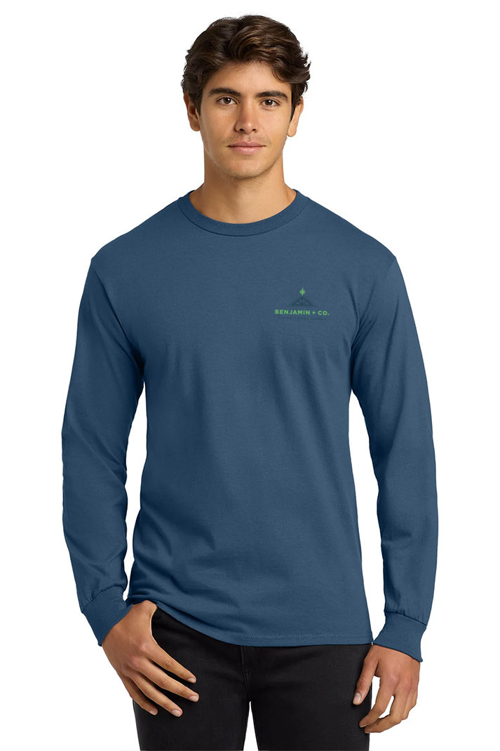 Gildan Ultra Cotton Long Sleeve T Shirt, Indigo Blue [Benjamin and Company]