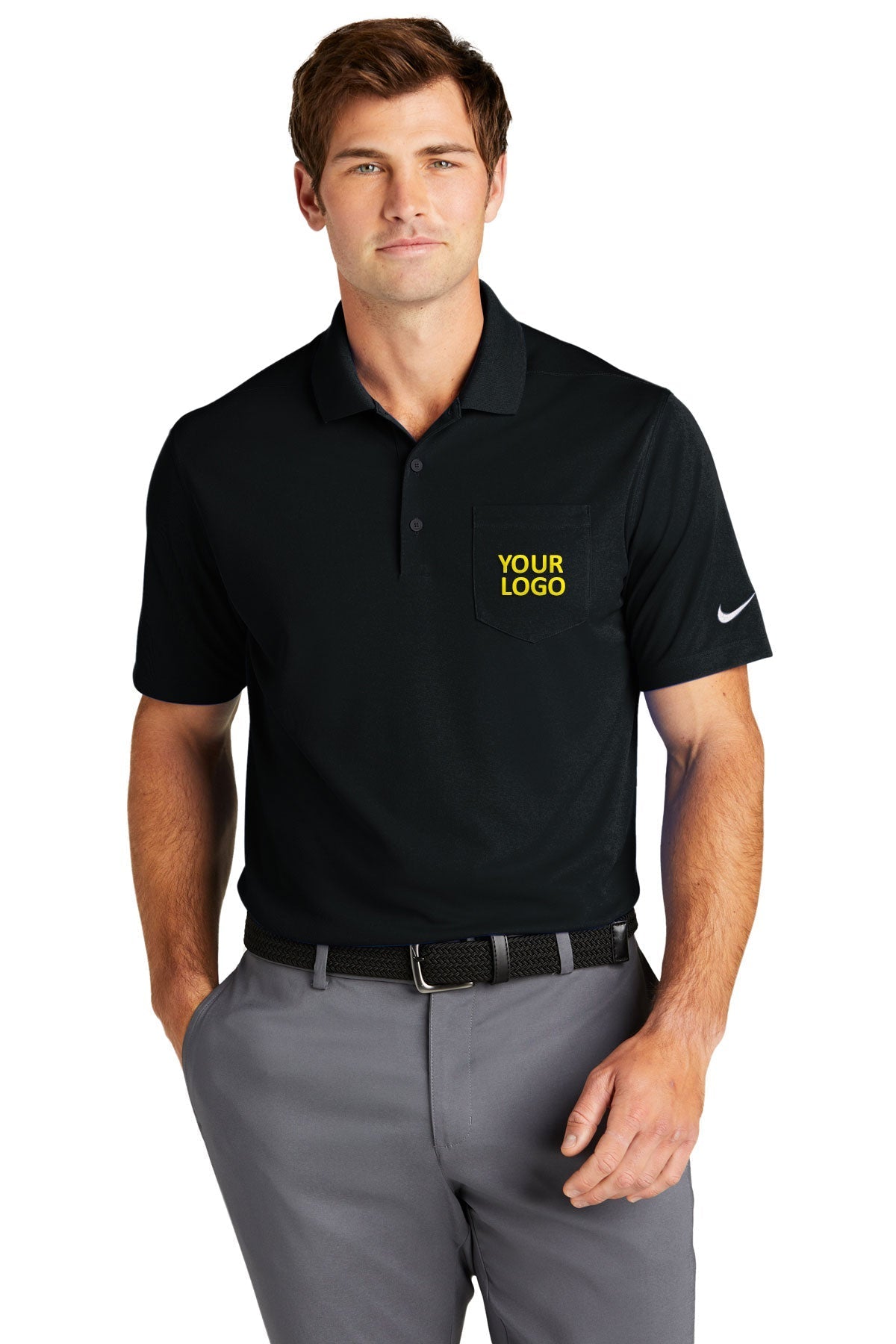 Nike Dri-FIT Micro Pique Custom Pocket Polos, Black [Elevated Lending]