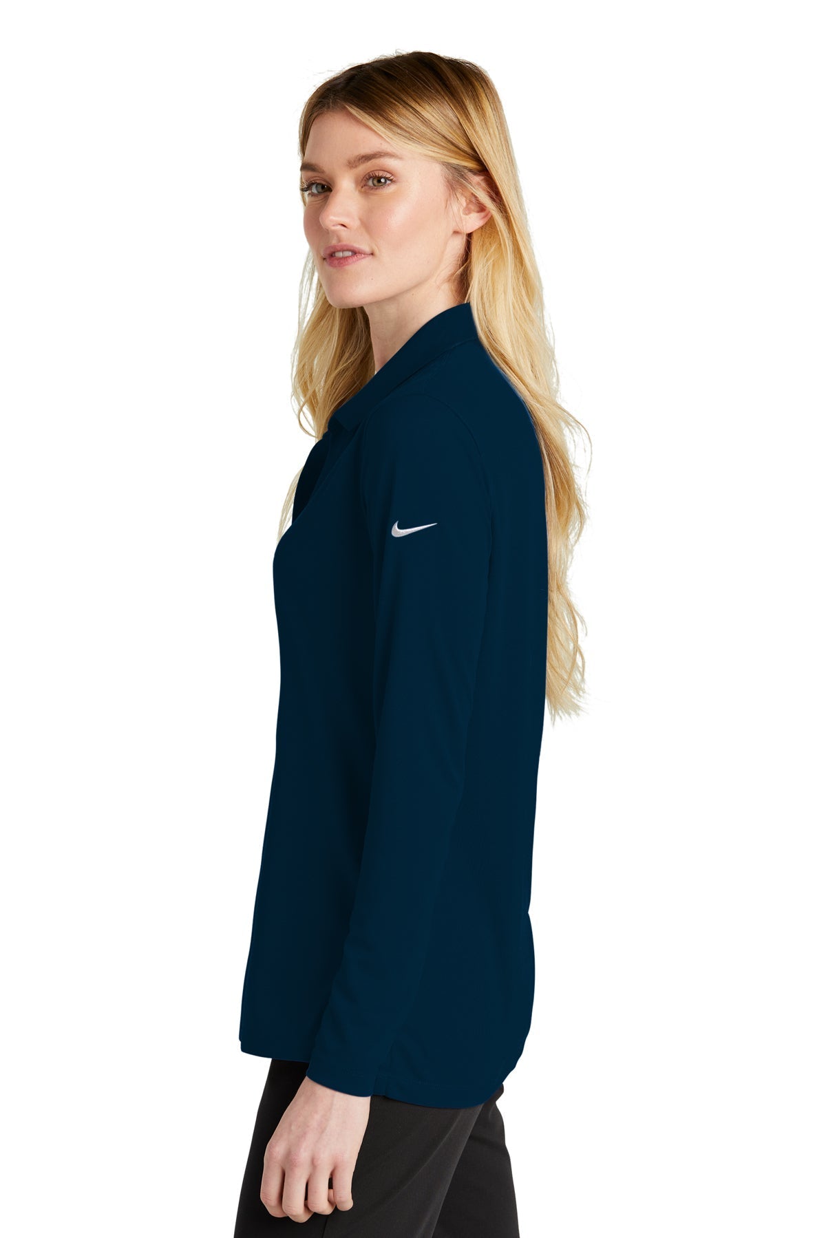 Nike Ladies Dri-FIT Micro Pique Long Sleeve Custom Polos, Navy [CarePartners PACE]