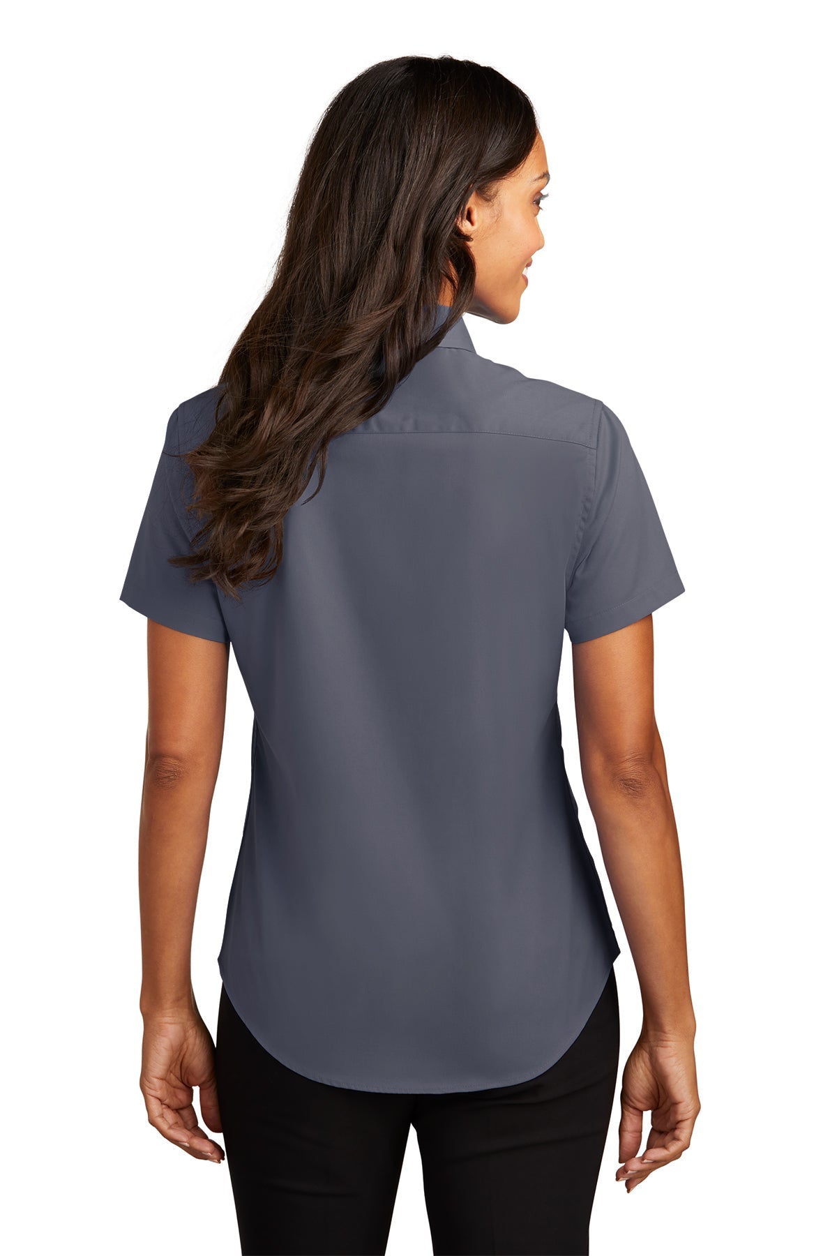 Port Authority Ladies Short Sleeve Easy Care Branded Shirts, Steel Grey/Light Stone [CommStar Credit Union]