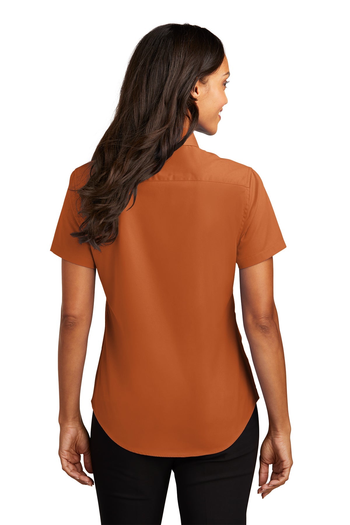 Port Authority Ladies Short Sleeve Easy Care Branded Shirts, Texas Orange/Light Stone [CommStar Credit Union]