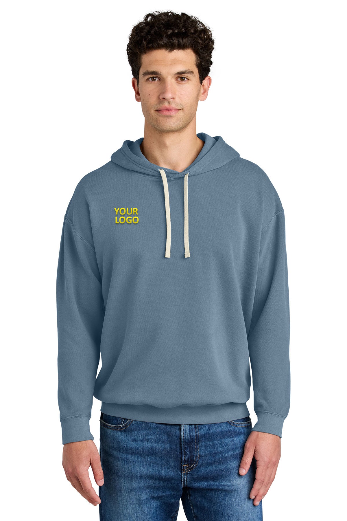 Comfort Colors Lightweight Custom Hooded Sweatshirts, Blue Jean