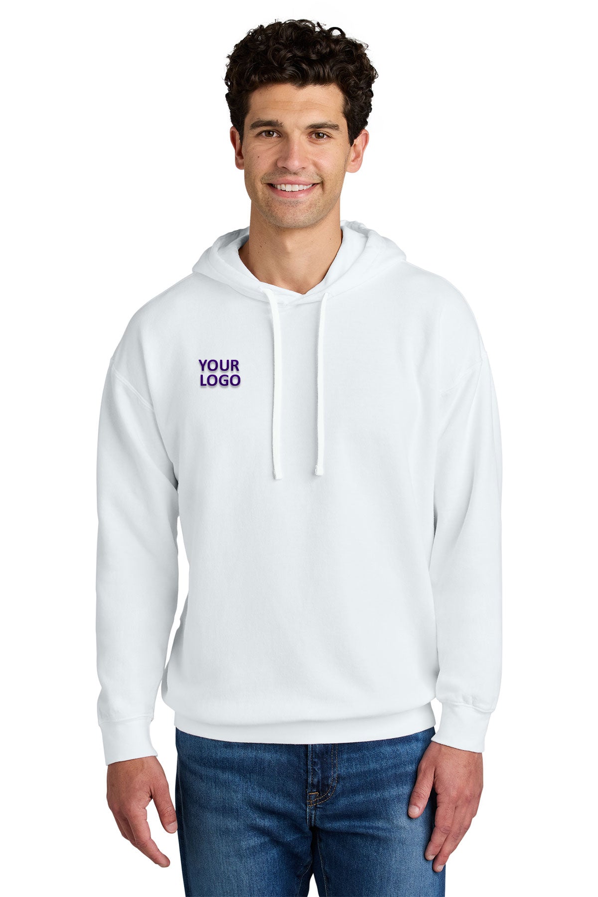 Comfort Colors Lightweight Custom Hooded Sweatshirts, White