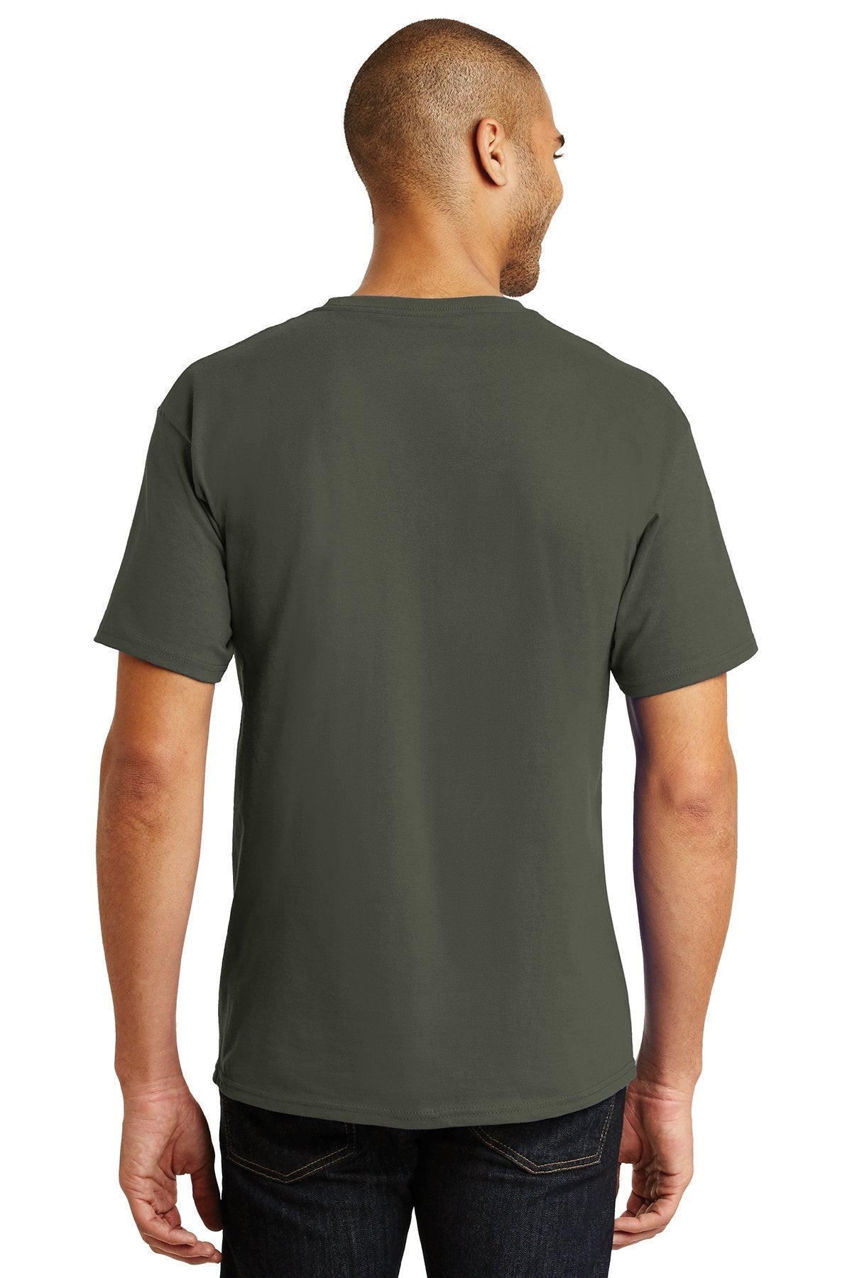 Hanes Tagless Cotton T Shirt 5250 Fatigue Green [Eastside Vocational Services, Inc.]