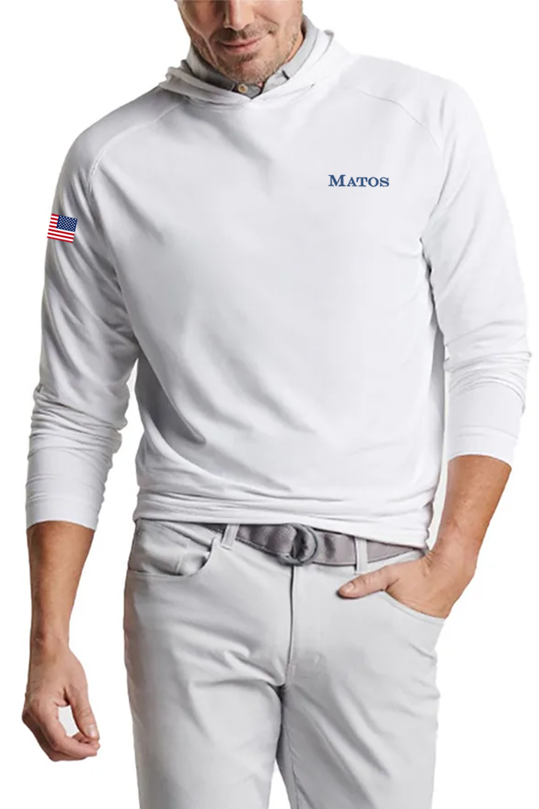 Peter Millar Pine Performance Hoodie, White [Matos Builders]