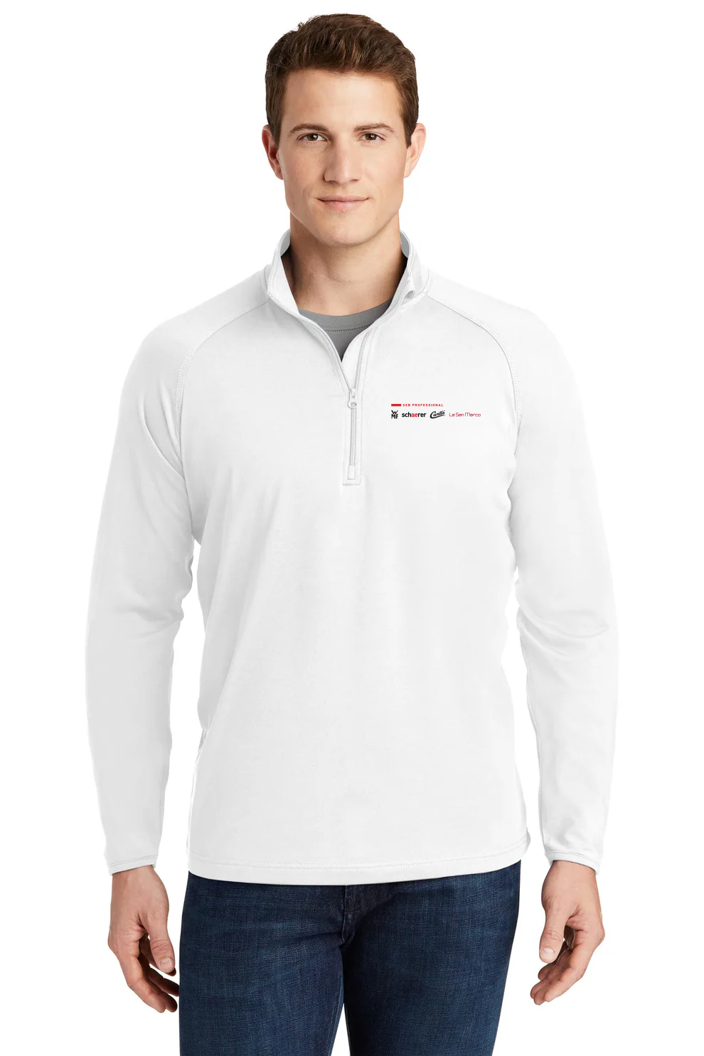 Sport-Tek Sport-Wick Stretch 1/2-Zip Pullover, White [SEB Professional]
