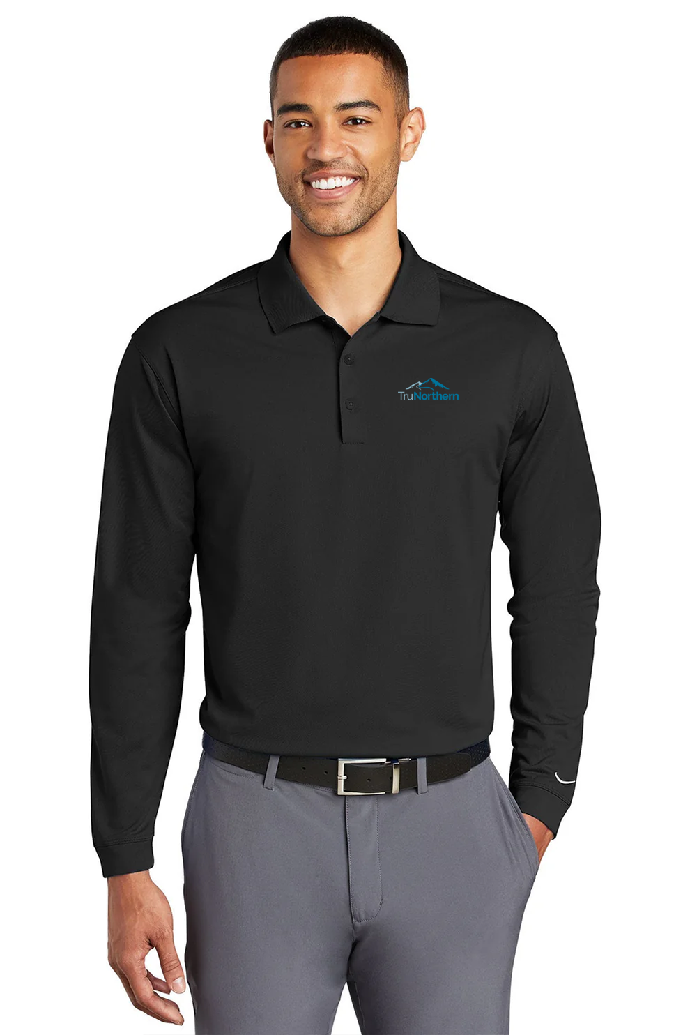 Nike Long Sleeve DriFIT Stretch Tech Polo, Black [TruNorthern]