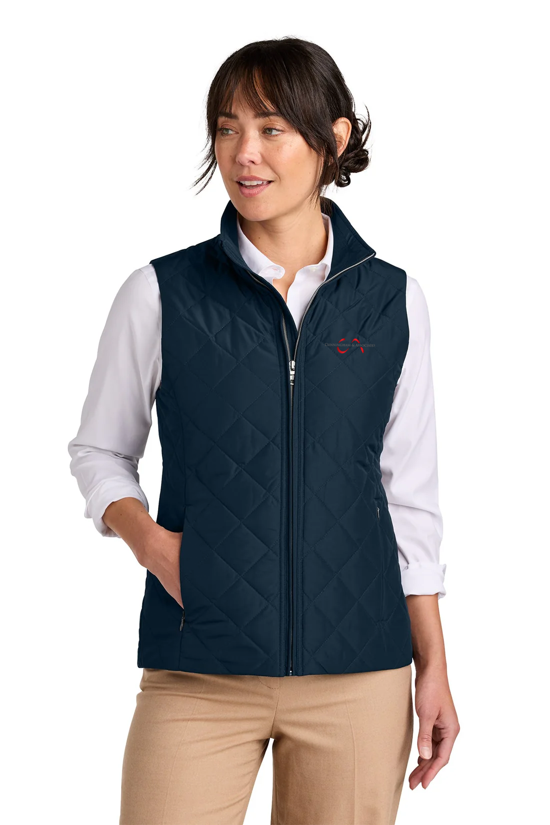 Brooks Brothers Womens Quilted Vest, Night Navy [Cunningham & Associates, LLC]