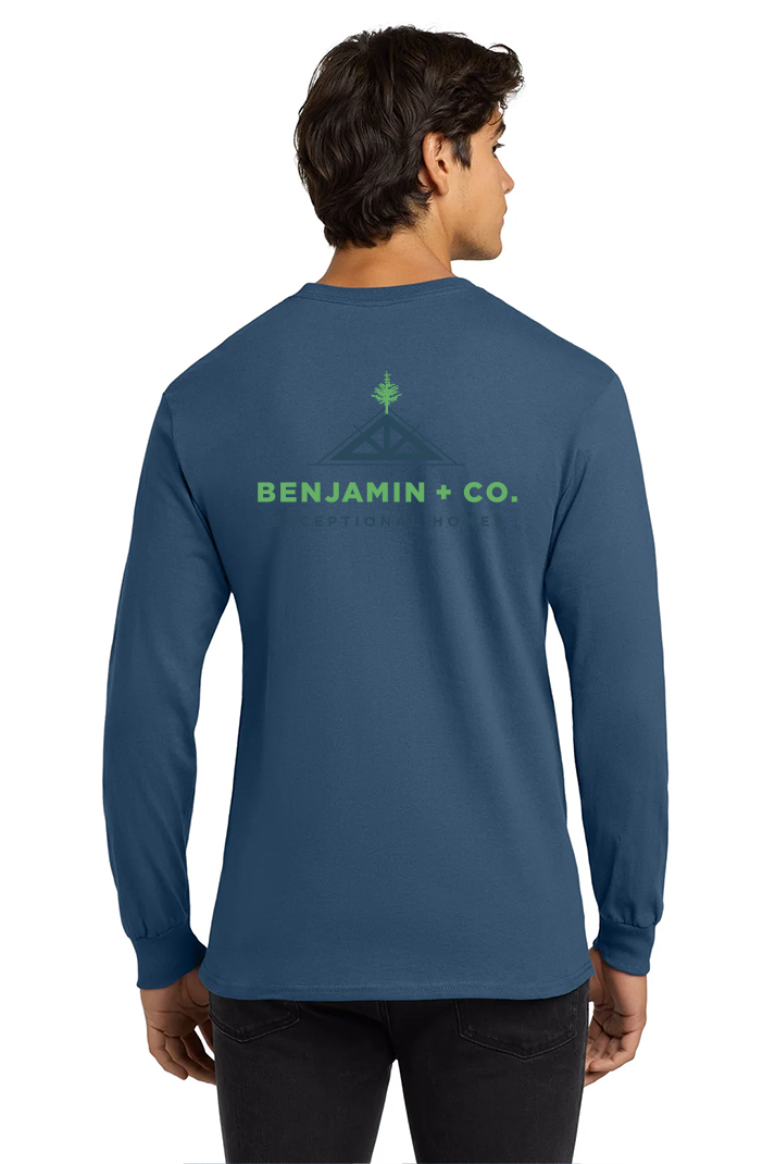 Gildan Ultra Cotton Long Sleeve T Shirt, Indigo Blue [Benjamin and Company]