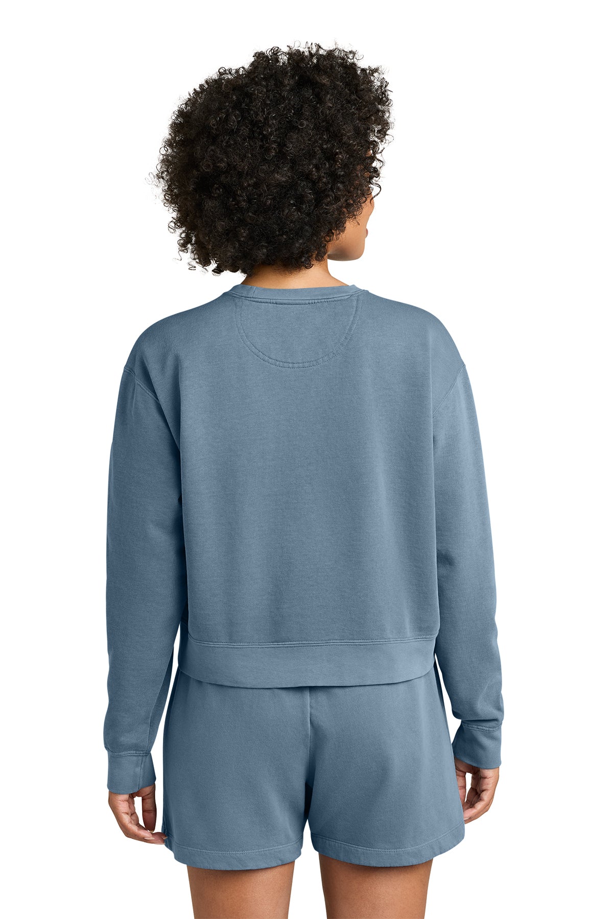 Comfort Colors Womens Custom Mid-Length Crewneck Sweatshirts, Blue Jean
