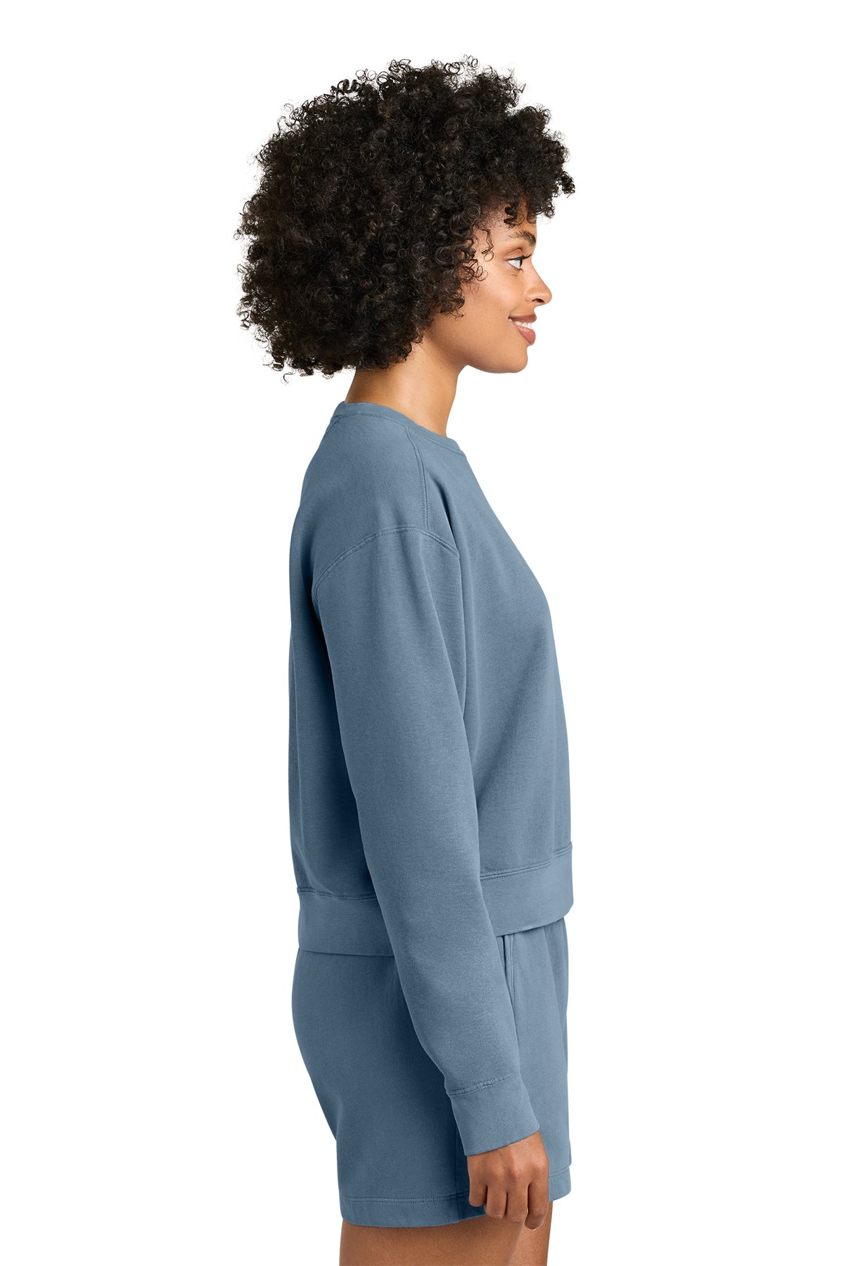 Comfort Colors Womens Custom Mid-Length Crewneck Sweatshirts, Blue Jean