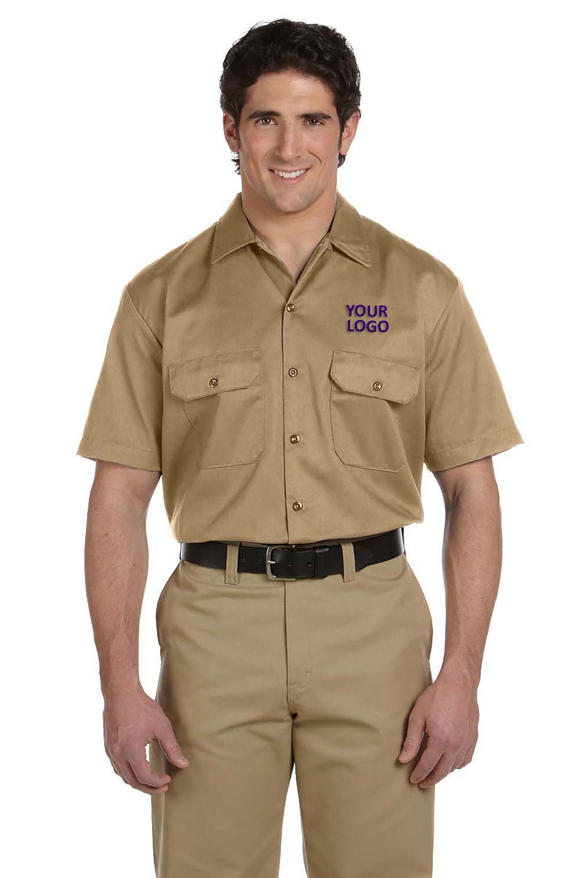 dickies_1574_khaki_company_logo_button downs