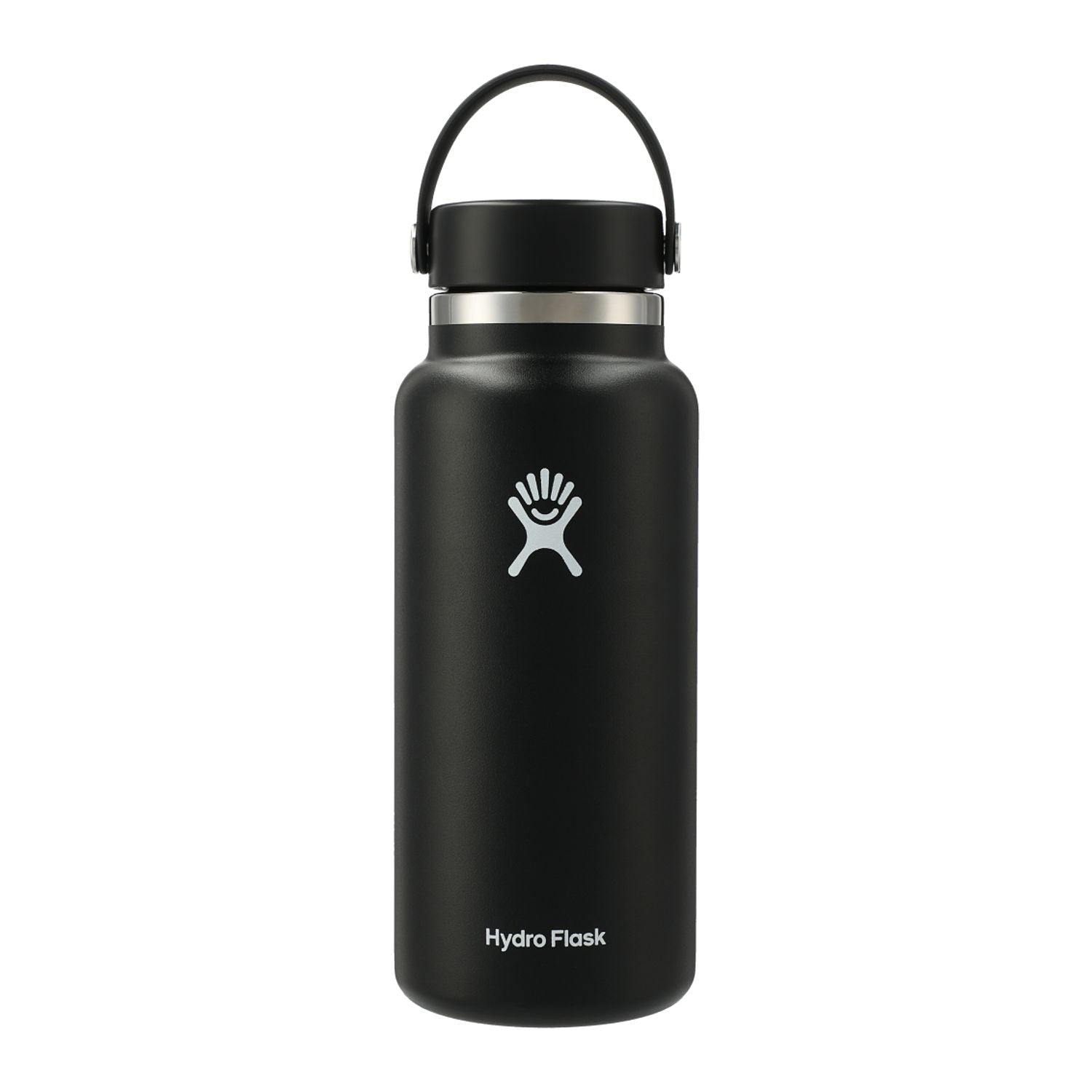 Hydro Flask Wide Mouth 32oz Custom Bottles with Flex Cap, Black [Solar Pile Driver]