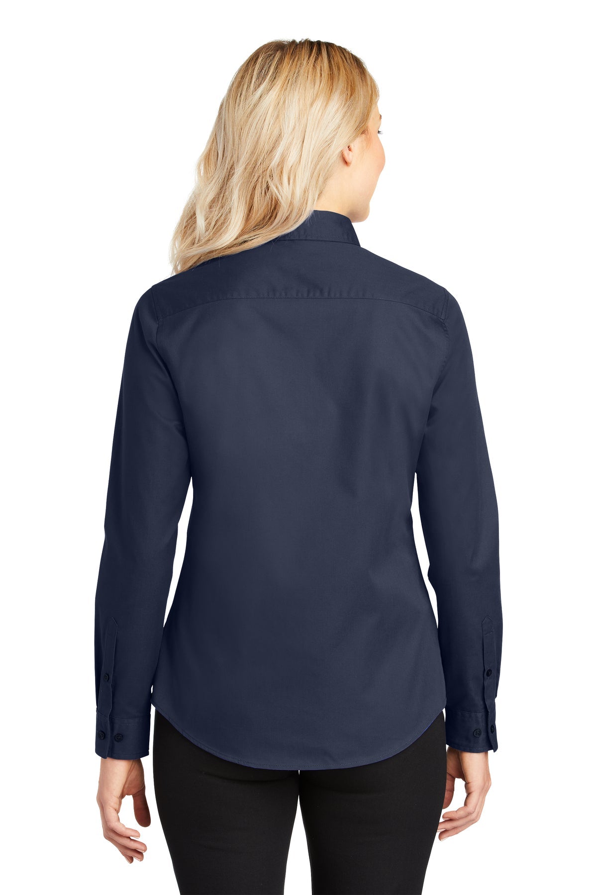Port Authority Ladies Branded Easy Care Shirts, Navy/Light Stone [CommStar Credit Union]