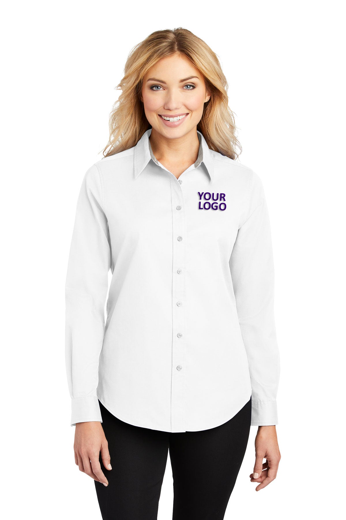 Port Authority Ladies Custom Easy Care Shirts, White/ Light Stone [CommStar Credit Union]