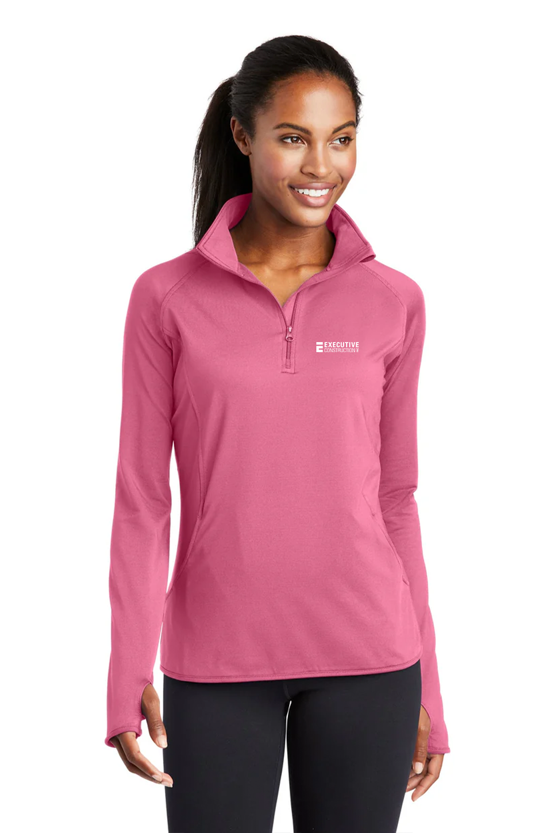 Sport-Tek Ladies Sport-Wick Stretch 1/2-Zip Pullover, Dusty Rose [Executive Construction]